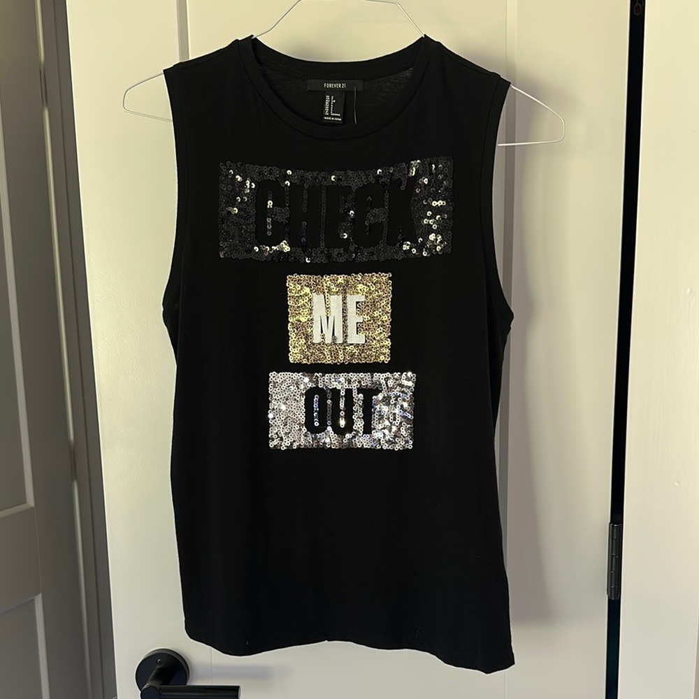 Forever 21 NWT Black Sequin Tank Top